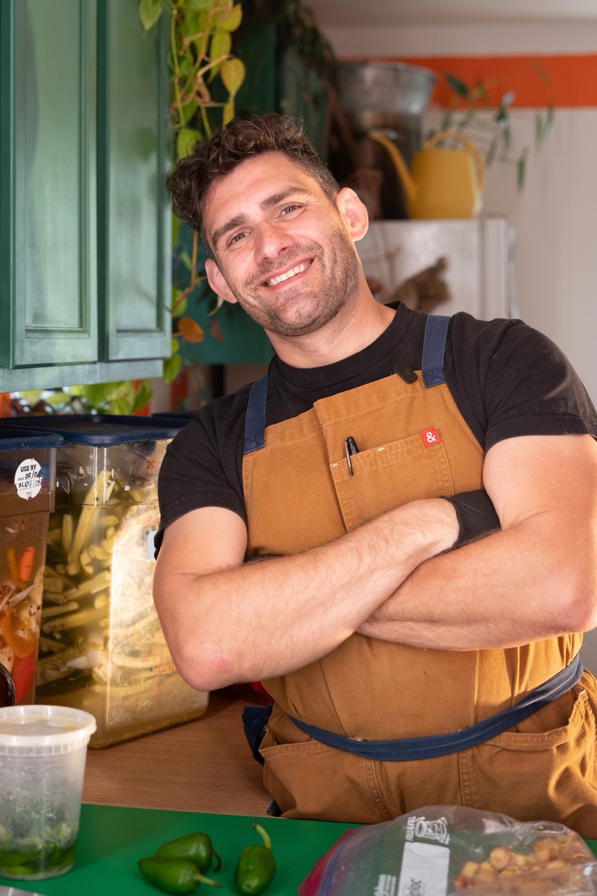 Preparing ferments — hands at work in the kitchen
